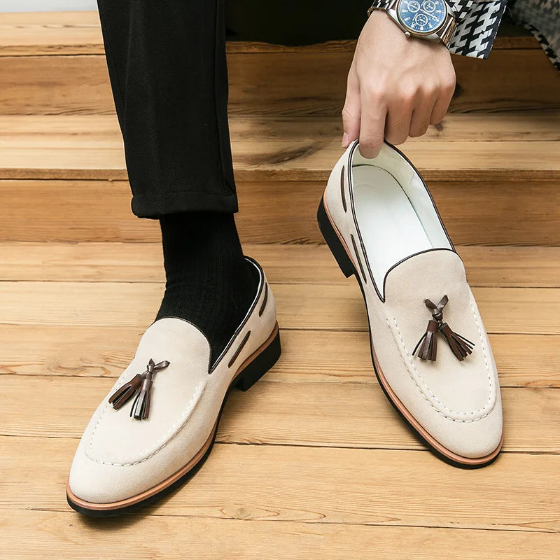 Men's British Tassel Loafers – Slip-On Genuine Leather Dress Shoes Men's Dress Loafers Axl