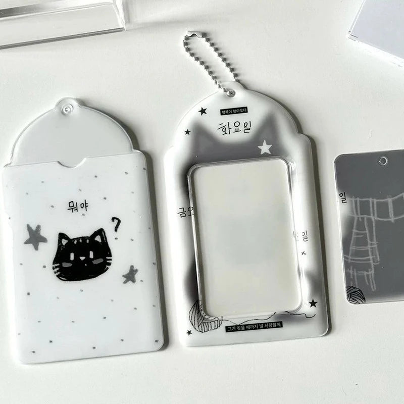 Kawaii Black Cat Photocard Holder Pendant | Card Sleeve Photocard Holder Pendant Axl