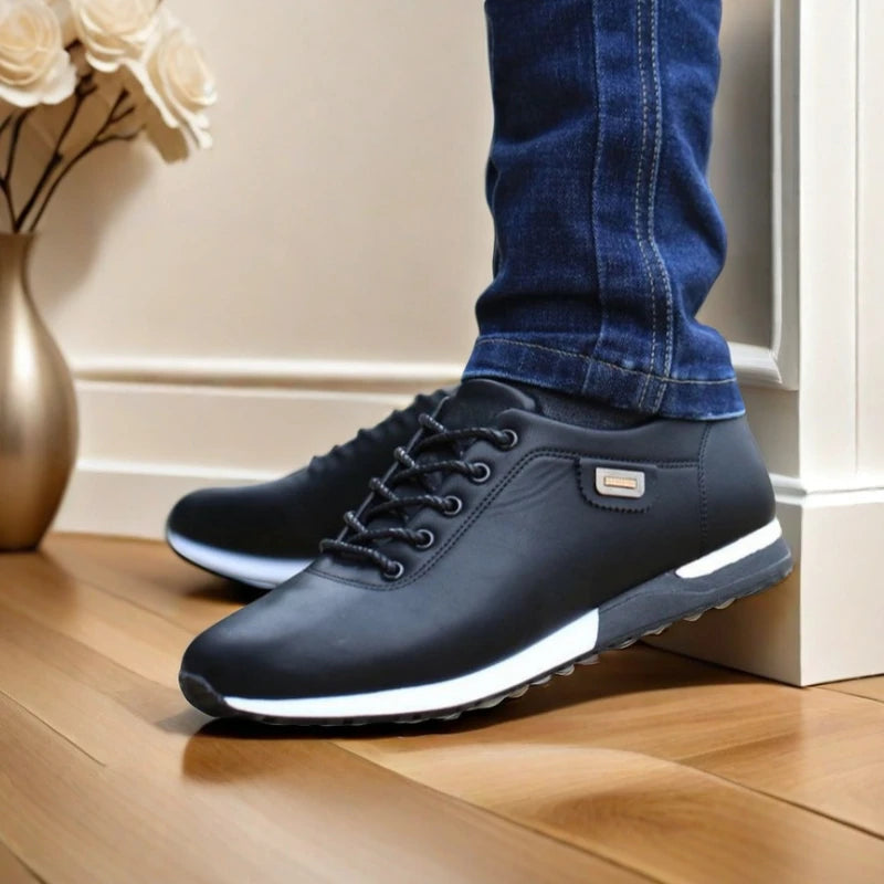 Men's Casual Leather Sneakers – Breathable Flat Business Shoes Men's Casual Sneakers Axl