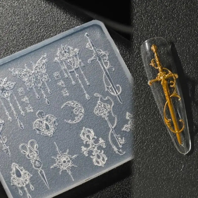 3D Relief Silicone Nail Art Mold – Floral & Bow Tie Carving Nail Art Mold Axl