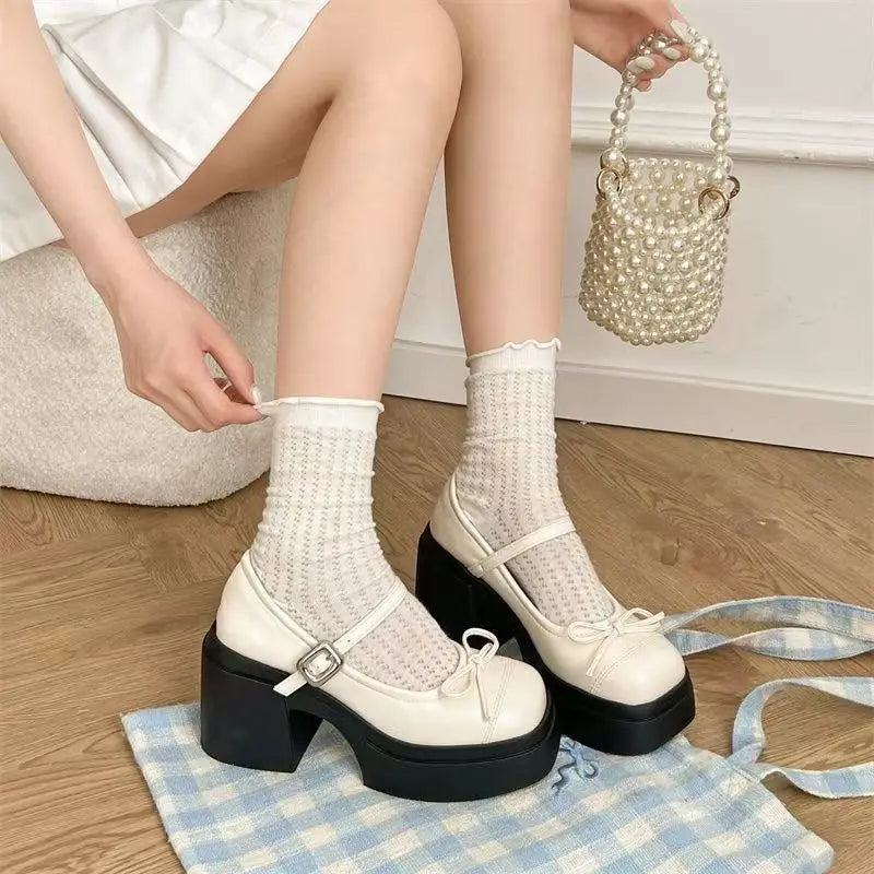 Women's Platform Mary Jane Pumps | Square Heel Dress Shoes Mary Jane Pumps Axl