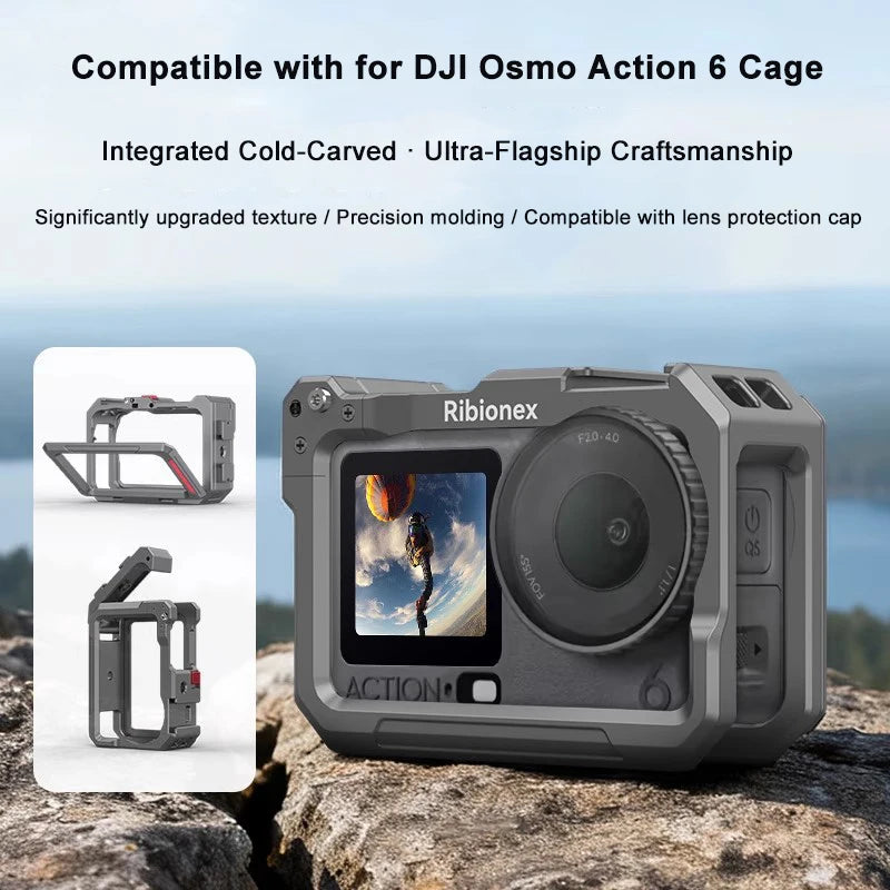 Rabbit Cage Street Grip Holder for DJI Osmo Action 6 Vlog Camera Cage Rig Axl
