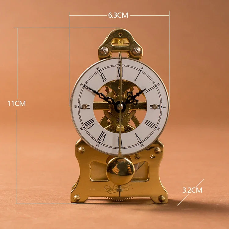 Nordic Antique Mechanical Desk Clock – Gold Metal Gear 8-Inch Mechanical Desk Clock Axl Style 15