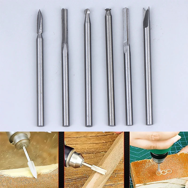 Wood Carving Drill Bits 5/6Pcs – 3mm Shank for Dremel Tools Rotary Carving Bits Axl