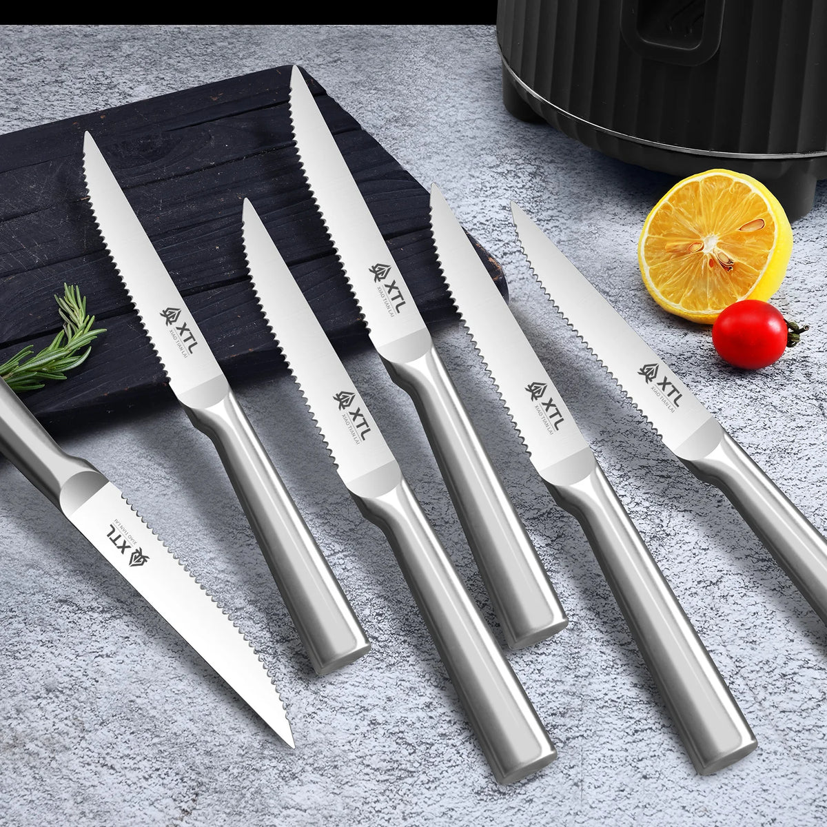 PLYS Stainless Steel Steak Knife Set – 4, 6 or 8 Piece Steak Knife Set Axl