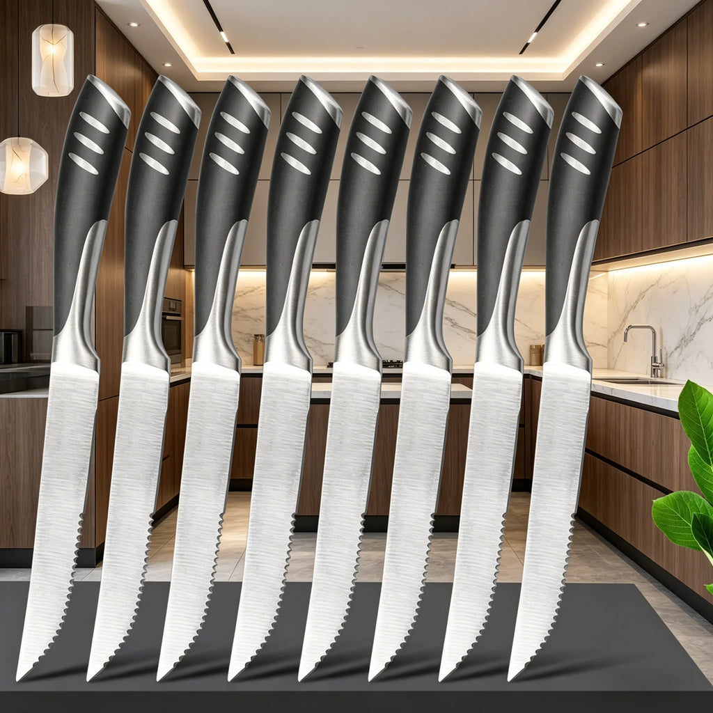 Serrated Steak Knife Set – Stainless Steel, 1/3/5/8 Piece Steak Knife Set Axl