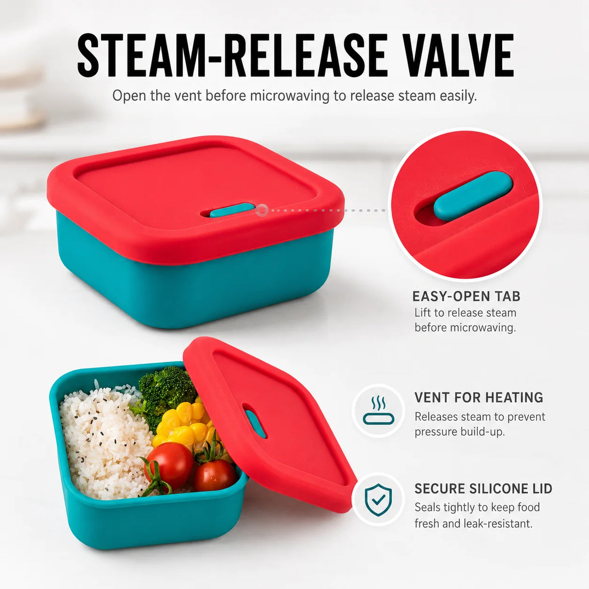 Uwhise 300ml Silicone Bento Box | Microwave Safe Lunch Box Silicone Lunch Box Axl