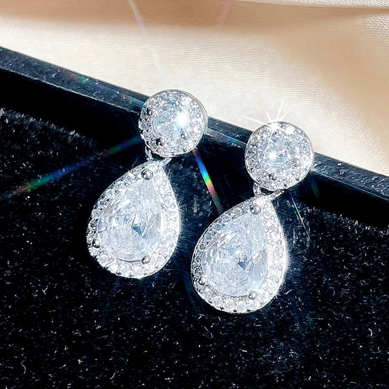 Huitan Waterdrop CZ Drop Earrings – Bridal & Wedding Jewelry Drop Earrings Axl