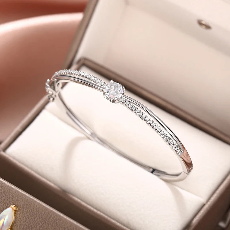 Huitan Cross Bangle Bracelet – Cubic Zirconia Women's Jewelry Bangle Bracelet Axl