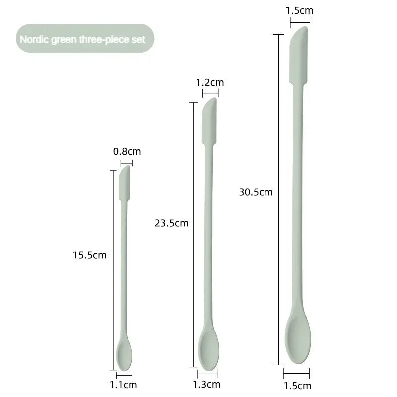 3-Piece Silicone Spatula Set – Mini Makeup & Skincare Scraper Makeup Spatula Set Axl Nordic Green Three-- L