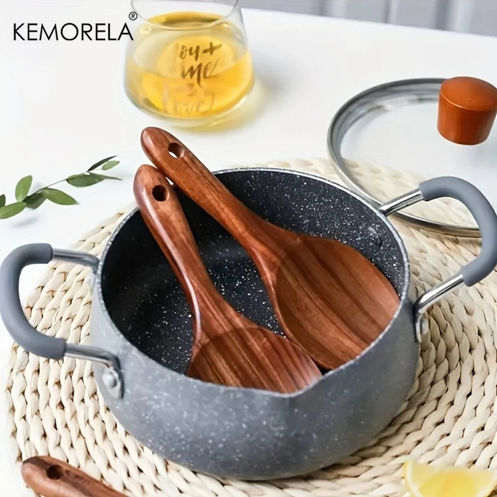 Wooden Rice Paddle & Serving Spoon Set | KEMORELA 1-2 Pcs Wooden Kitchen Utensils Axl