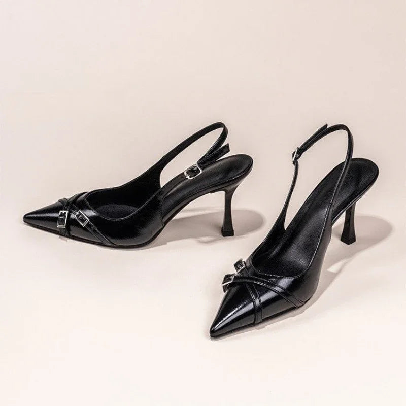 Women's Stiletto Sandals – Crystal Buckle Pointed Toe Pumps Stiletto Heeled Sandals Axl