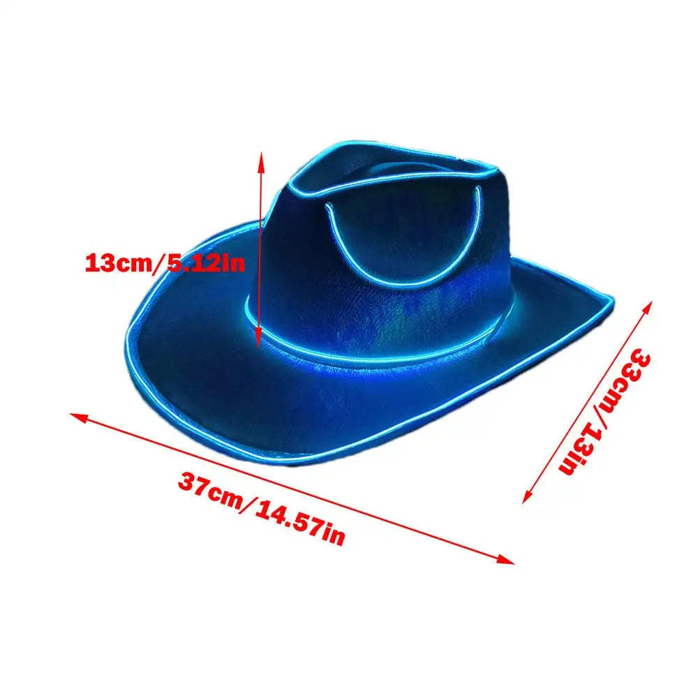 LED Light Up Cowboy Hat – Disco Party Hat for Men & Women LED Party Hat Axl Blue