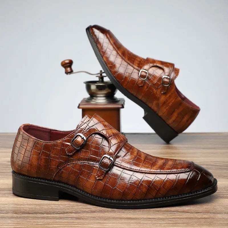 Plus Size Men's Crocodile Pattern Dress Shoes | Business & Wedding Men's Dress Shoes Axl