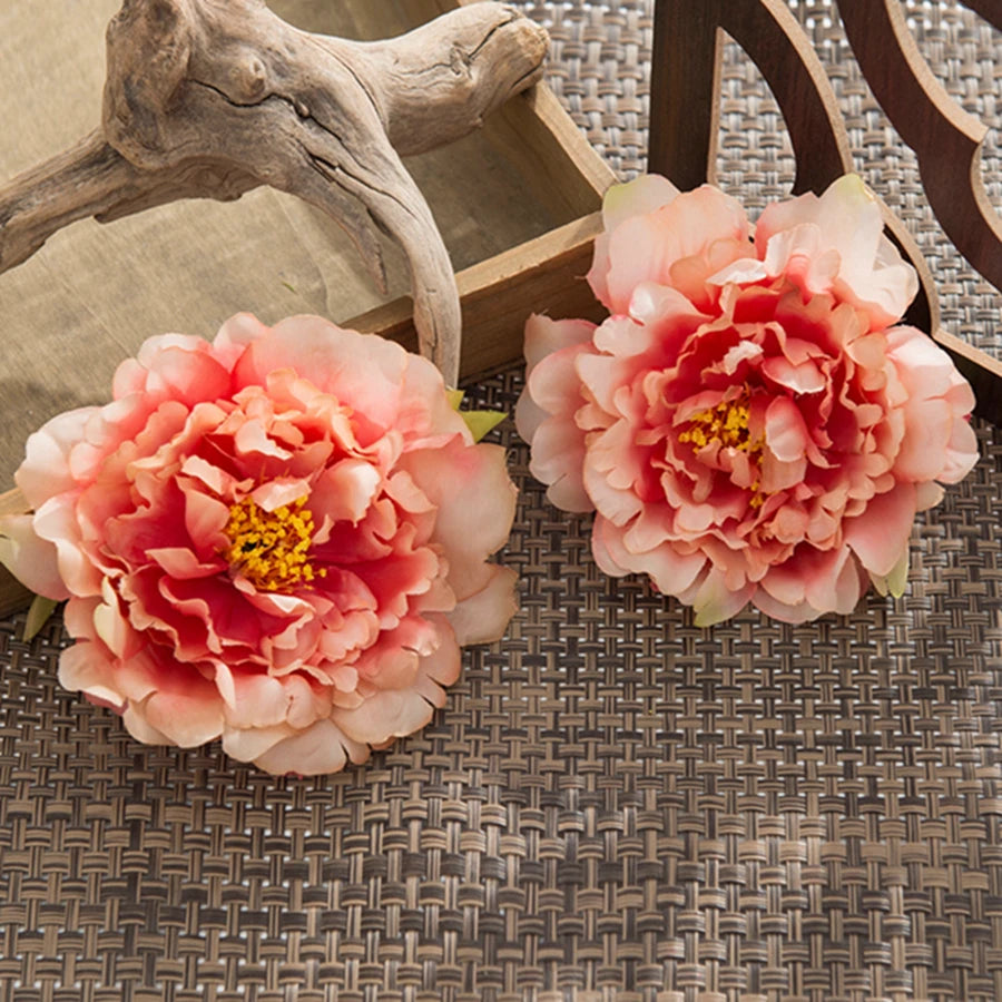 10 Pcs Silk Artificial Peony Flower Heads – Wedding & Home Decor Artificial Flower Heads Axl Deep Pink 10 Pieces