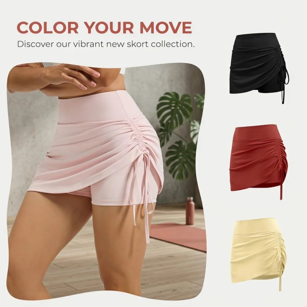 Women's High Waist 2-in-1 Yoga Skirt with Built-In Shorts Women's Sports Skirt Axl