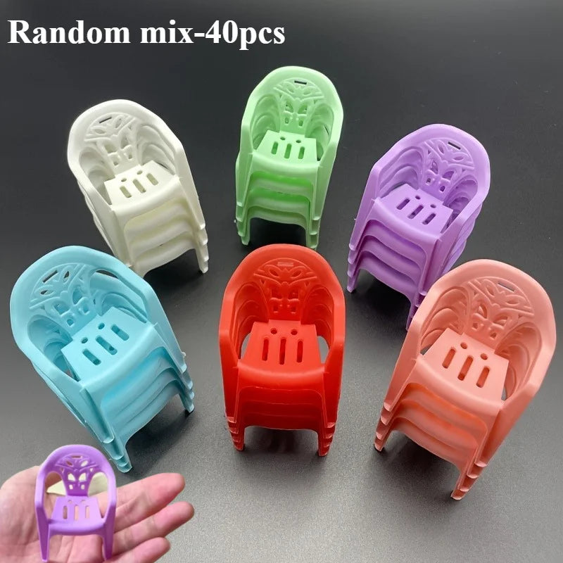 Mini Dollhouse Chair Set – 6 Colors | Crafts & Home Decor Dollhouse Miniature Furniture Axl Random mix-40pcs