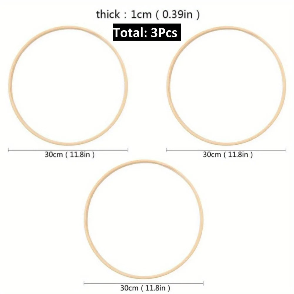 Bamboo Wreath Rings 12-Pack | 4 Sizes DIY Macrame Hoops Craft Hoop Rings Axl 11.8in