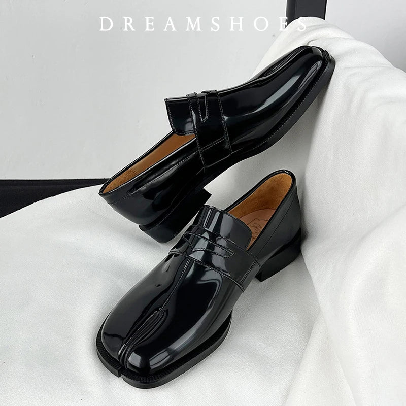Split Toe Patent Leather Loafers – Men & Women Slip-On Leather Loafers Axl Thin Sole 40