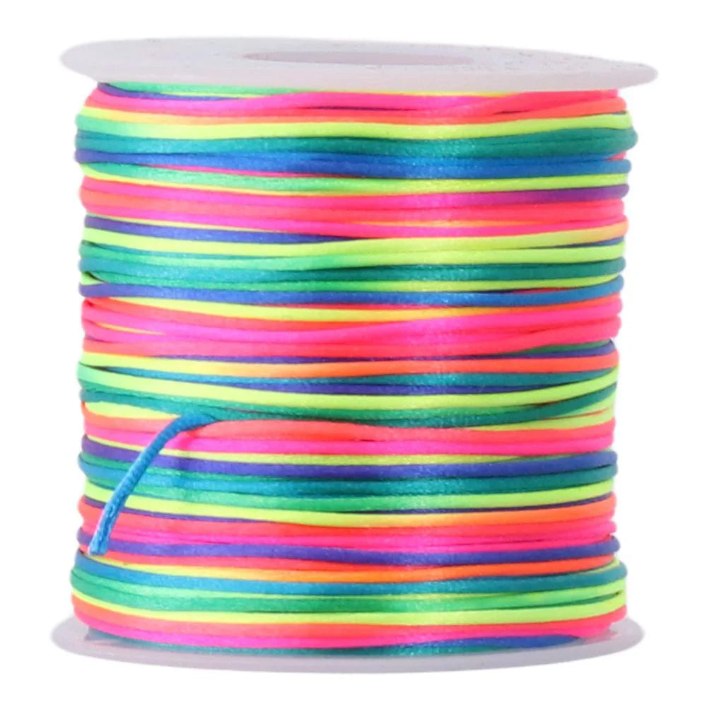 Rainbow Nylon Braiding Rope 100m – Colorful Cord for Jewelry Making Braiding Craft Cord Axl WHITE