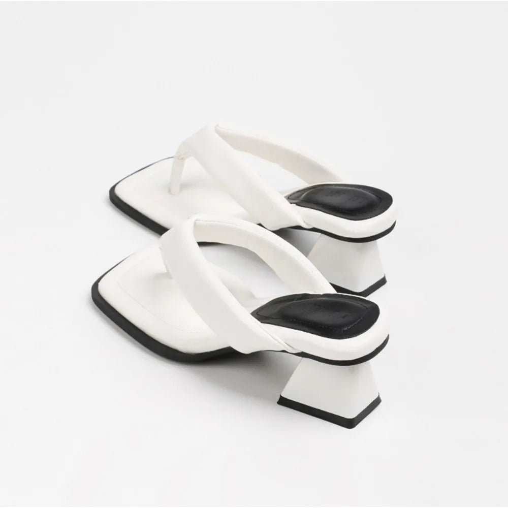 Women's Square Toe Platform Heel Sandals – Summer Beach Slides Platform Heel Sandals Axl White 43