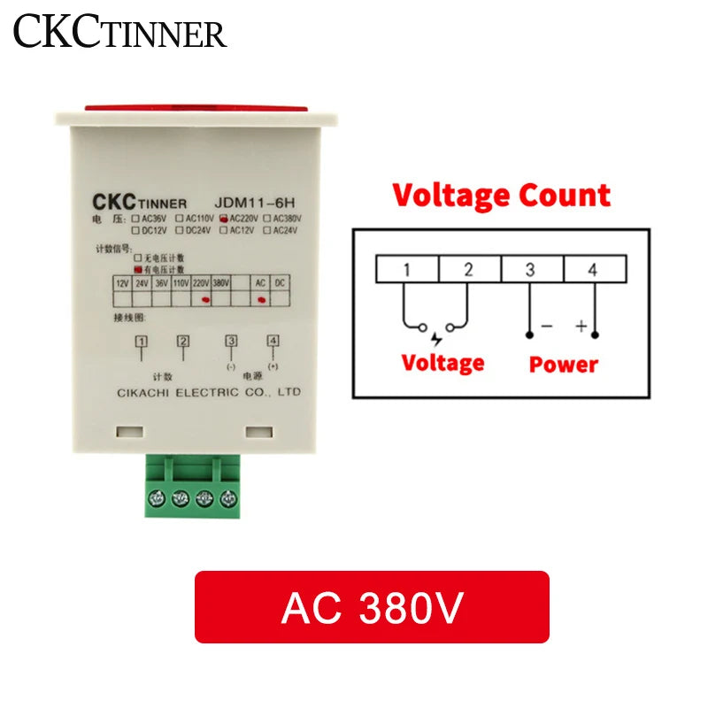 JDM11-6H 6-Digit Digital Industrial Counter DC/AC Voltages Industrial Digital Counter Axl Voltage count 380V