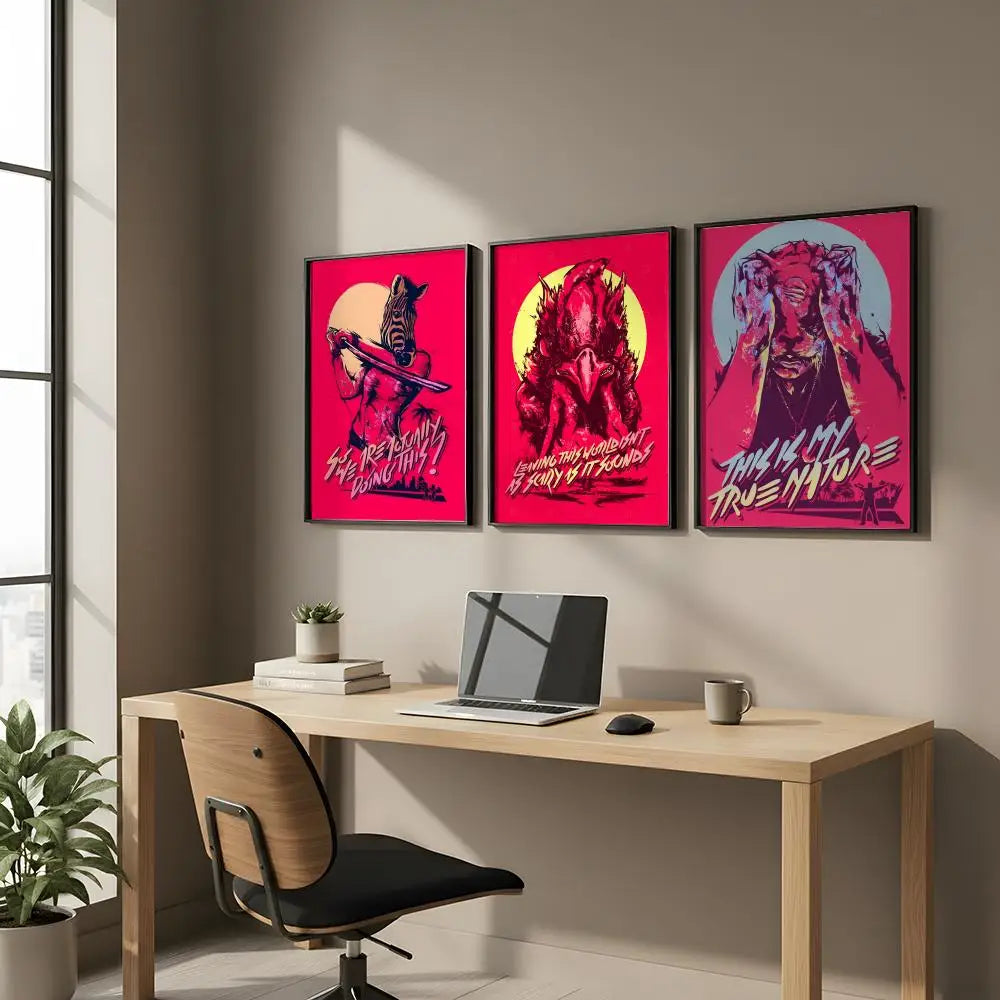 Hotline Miami Game Poster – HD Self-Adhesive Wall Art Sticker Wall Art Poster Axl