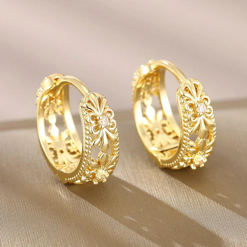 Huitan Cubic Zirconia Hollow Hoop Earrings – Silver & Gold Hoop Earrings Axl
