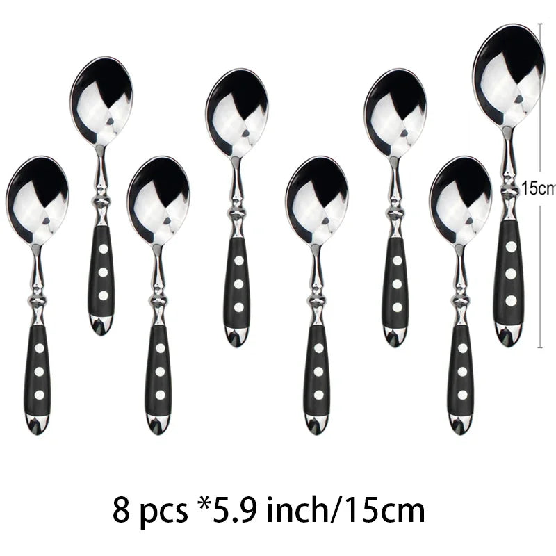Western Stainless Steel Cutlery Set – Knives, Forks & Spoons Cutlery Flatware Set Axl 8 Pc tea spoon