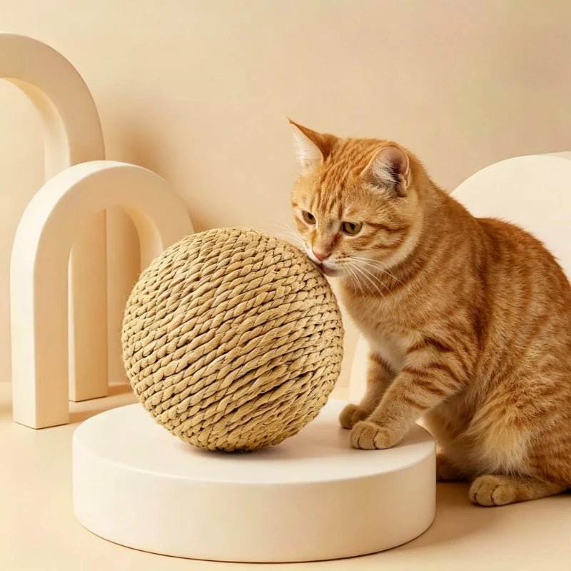 Extra Large Sisal Ball Cat Toy – Chew, Scratch & Teaser Wand Cat Scratching Toy Axl