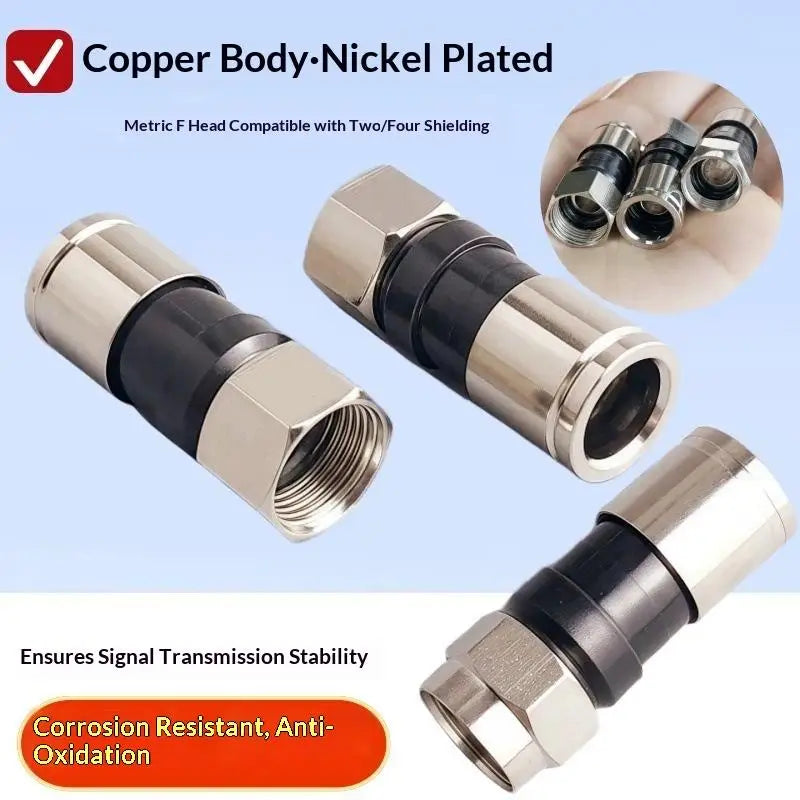 RG6 F-Type Coaxial Compression Connectors – Waterproof 5/10/20pk Coaxial Connector Axl