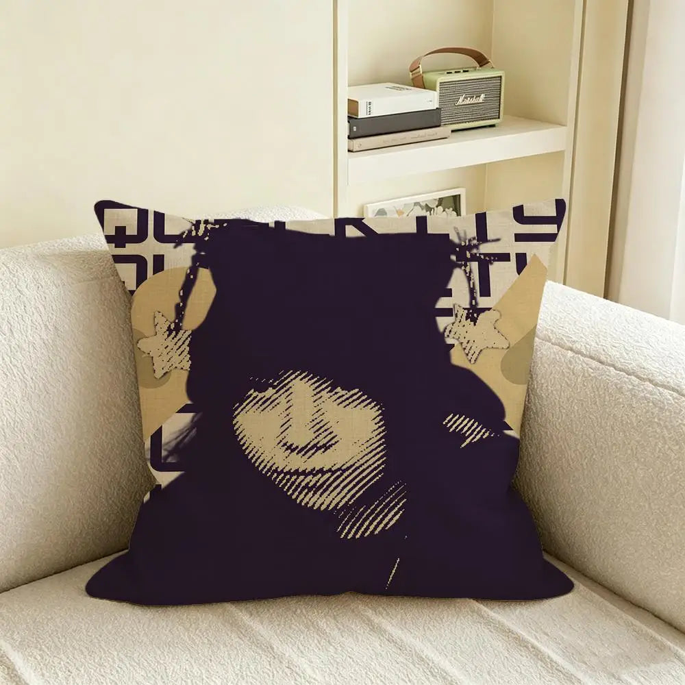 Quackity My Beloved Linen Cushion Cover | Fan Décor Pillowcase Decorative Cushion Cover Axl White5 50X50cm