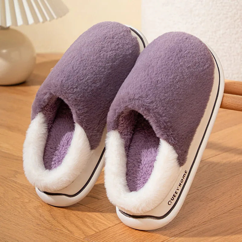 HAJINK Women's Fuzzy Winter House Slippers – Mix Color Indoor Women's House Slippers Axl PURPLE 42-43