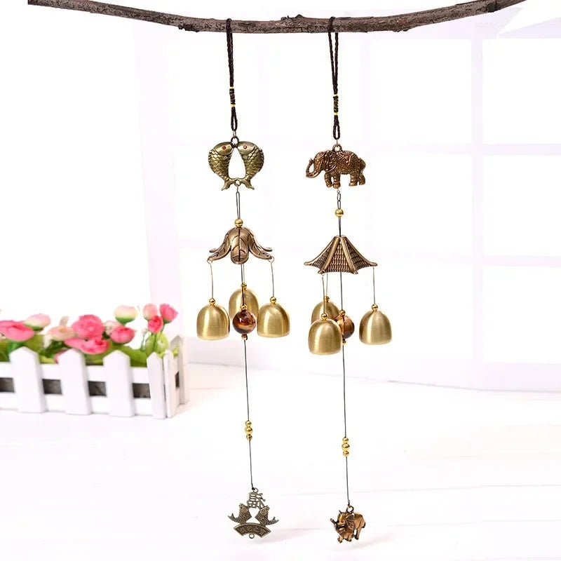 Antique Copper Elephant Wind Chime – Oriental Lucky Garden Decor Decorative Wind Chime Axl