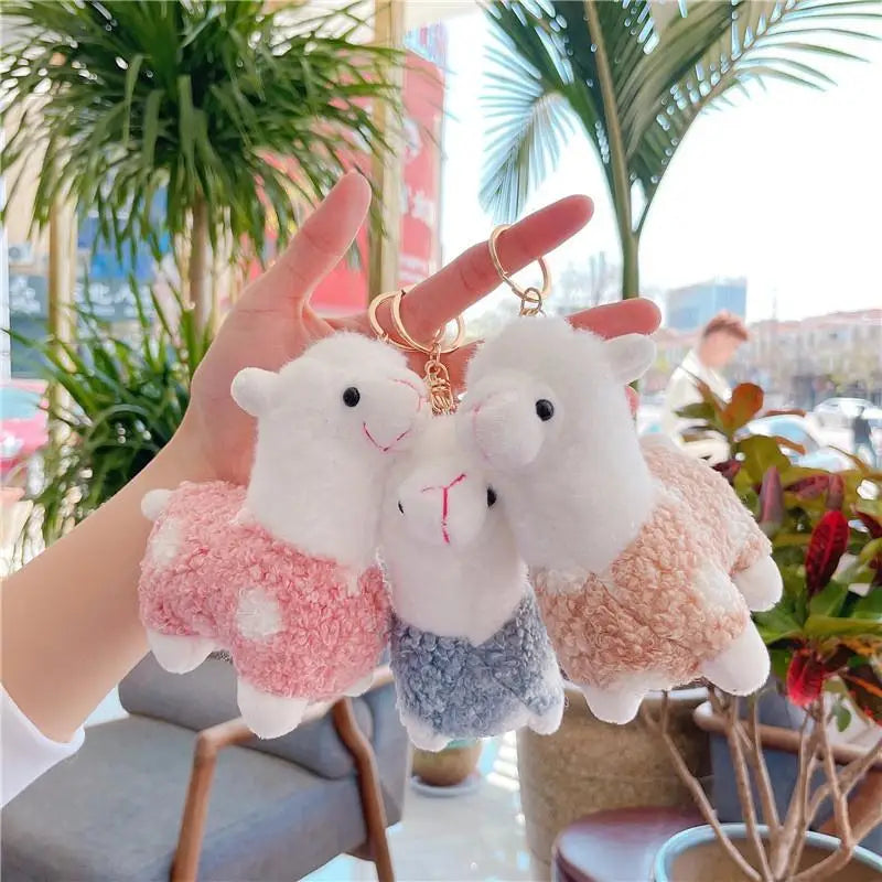 Soft Plush Alpaca Keychain – Cute Stuffed Animal Bag Charm Plush Keychain Charm Axl