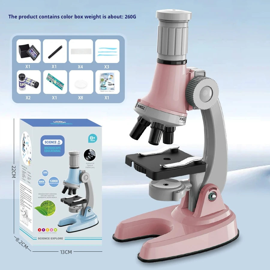 Kids 1200X Optical Microscope Set – STEM Science Toy Educational Science Toy Axl Pink