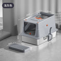 Extra Large Enclosed Cat Litter Box – Stainless Steel High Fence Cat Litter Box Axl Light Grey