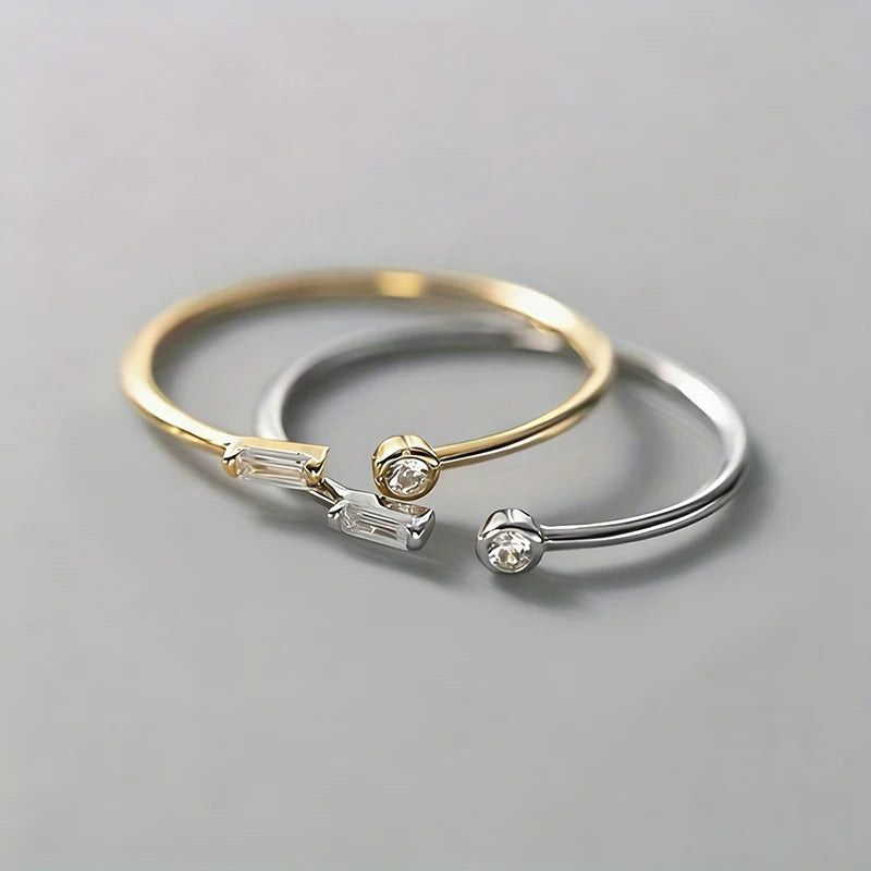 Huitan Baguette CZ Open Ring – Minimalist Thin Statement Ring Fashion Ring Axl