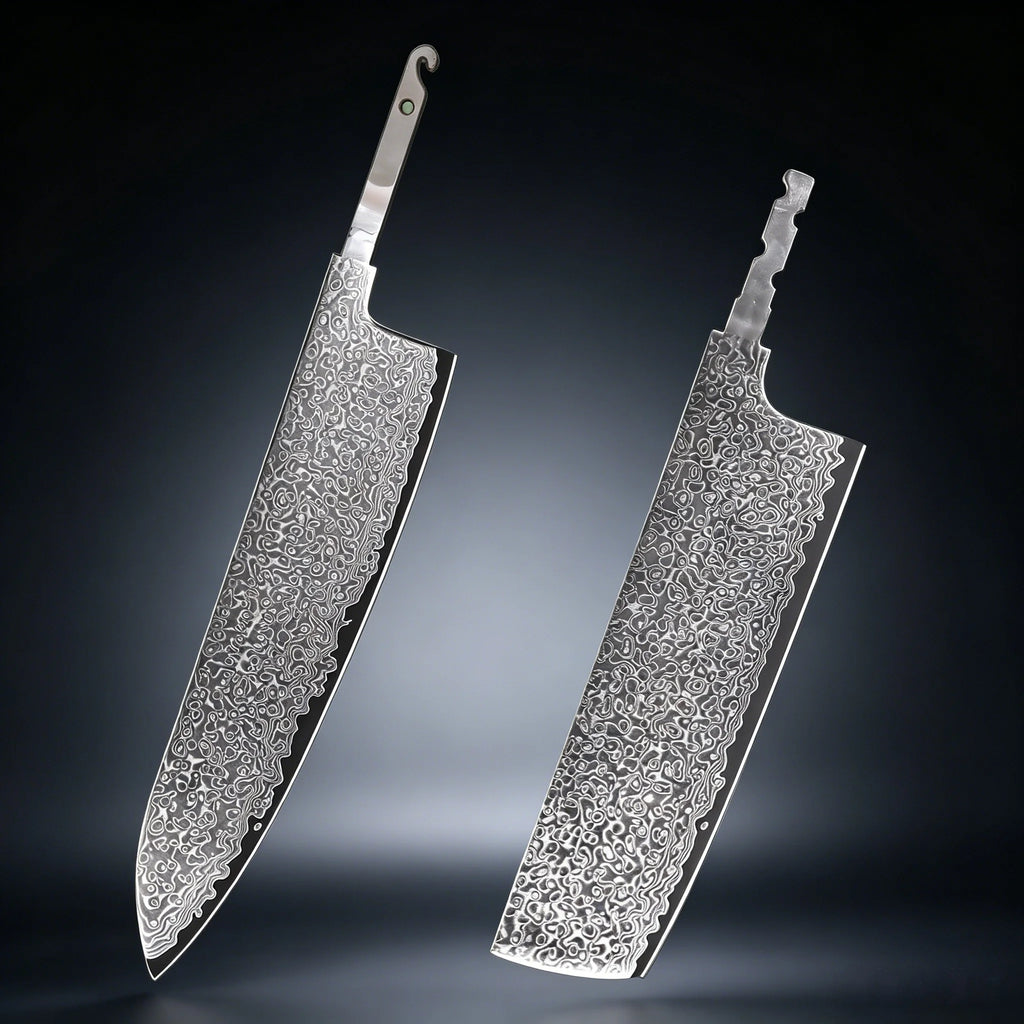 2-Pack 67-Layer Damascus Steel Chef Knife Blanks – DIY Kit Damascus Knife Blank Axl