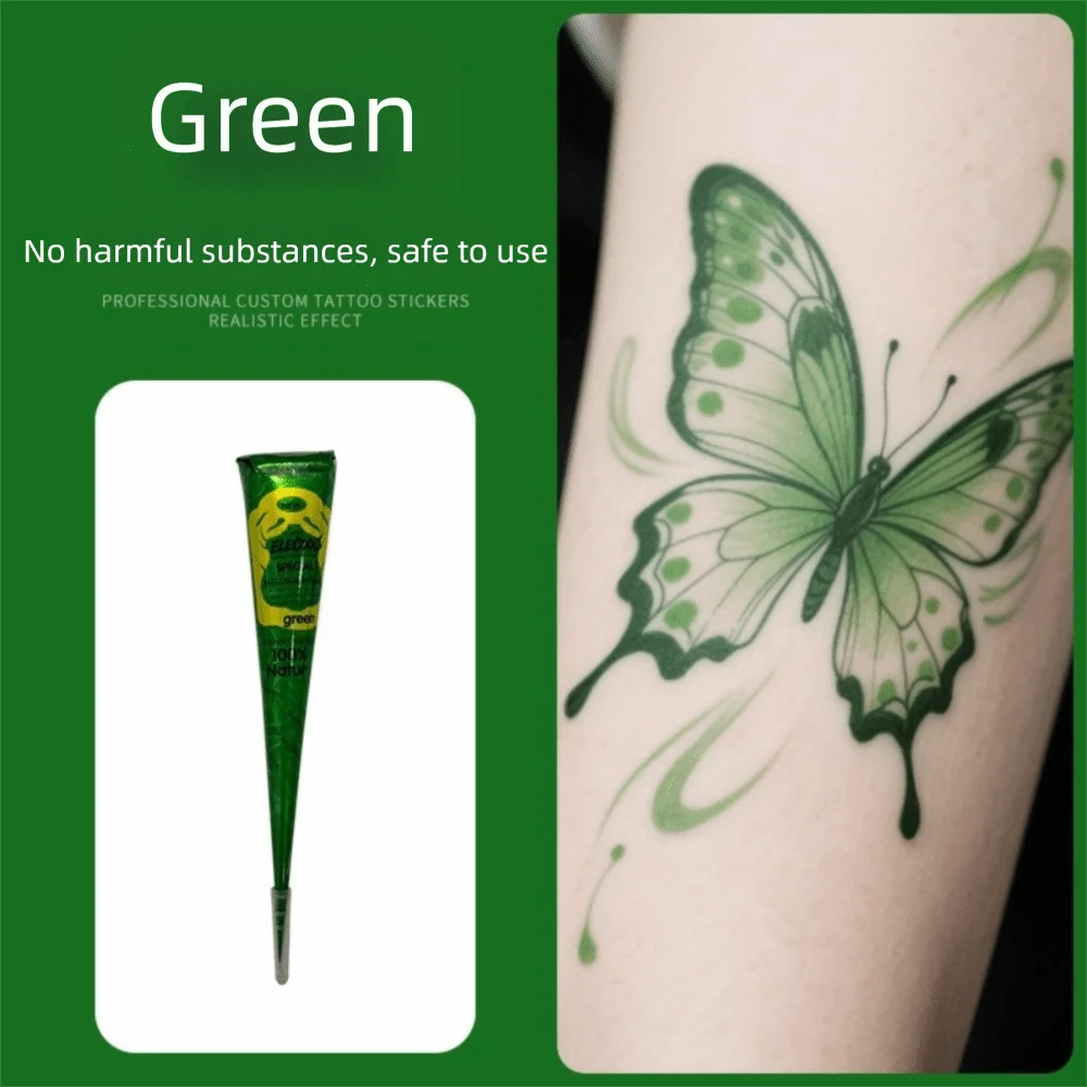 Natural Henna Paste Cone – Semi-Permanent Mehndi Body Art Henna Body Art Axl Green