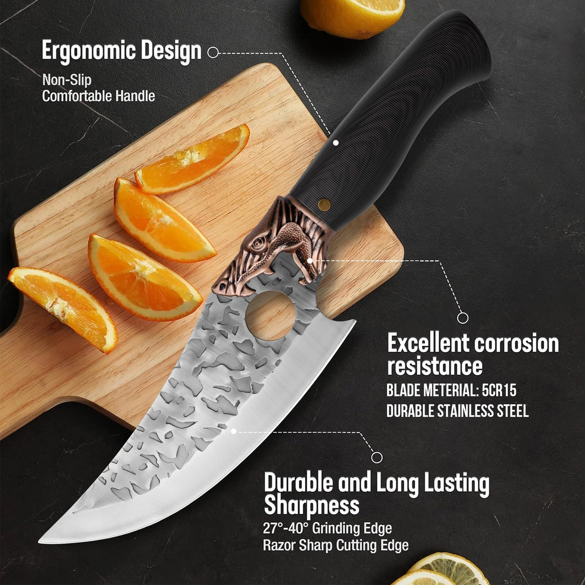 WXCOO Hand Forged Stainless Steel Chef & Butcher Knife Kitchen Chef Knife Axl
