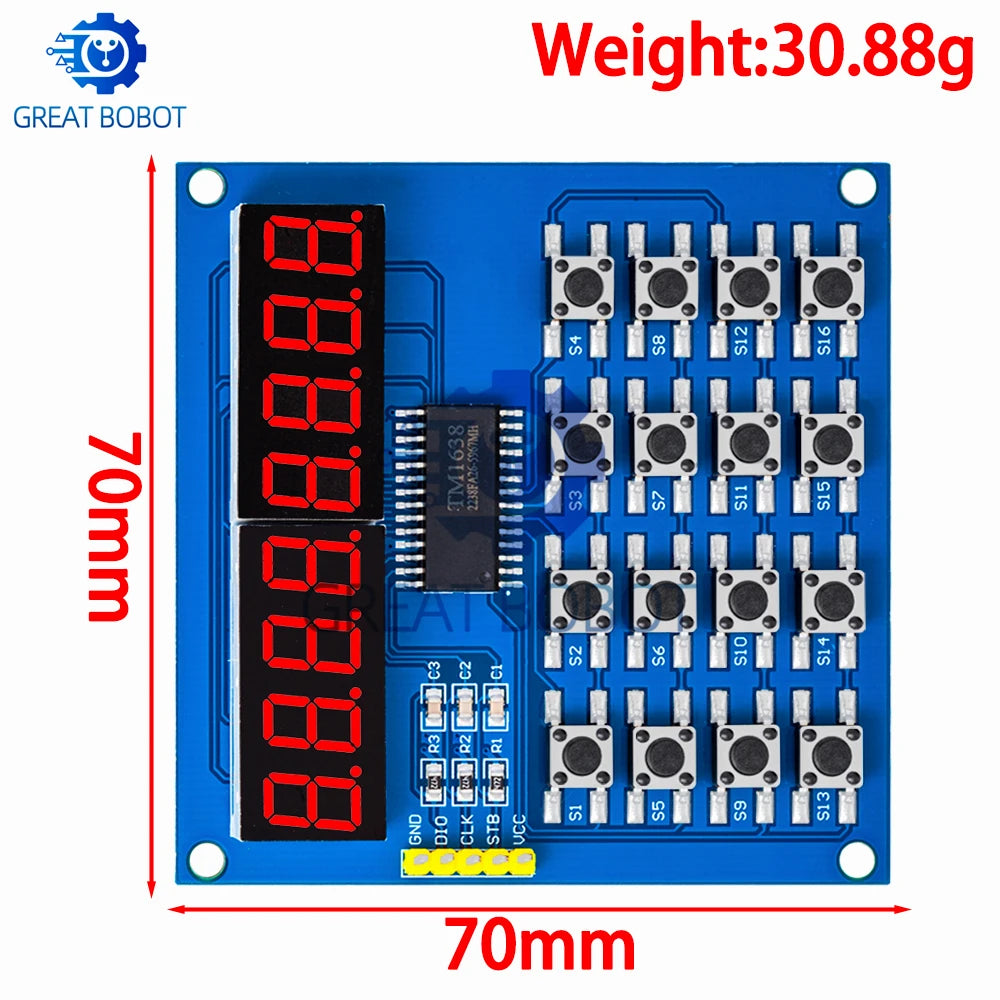 TM1638 8-Digit LED Display 16-Key Module for Arduino LED Display Module Axl