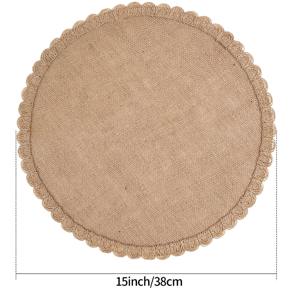 Bohemian Round Linen Placemats Set 6 or 10 Pcs | Table Mats Linen Placemats Set Axl