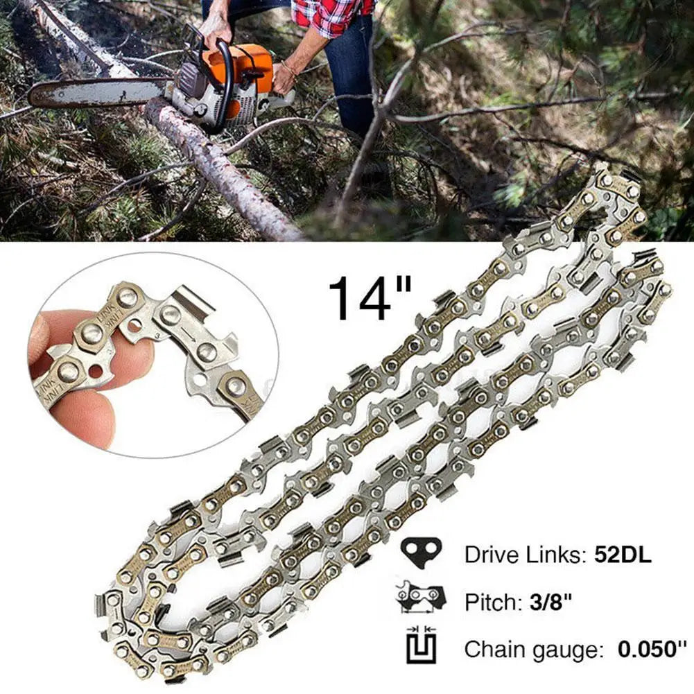 14" Chainsaw Chain 3/8" LP 52 Drive Links – Steel Replacement Chainsaw Chain Axl