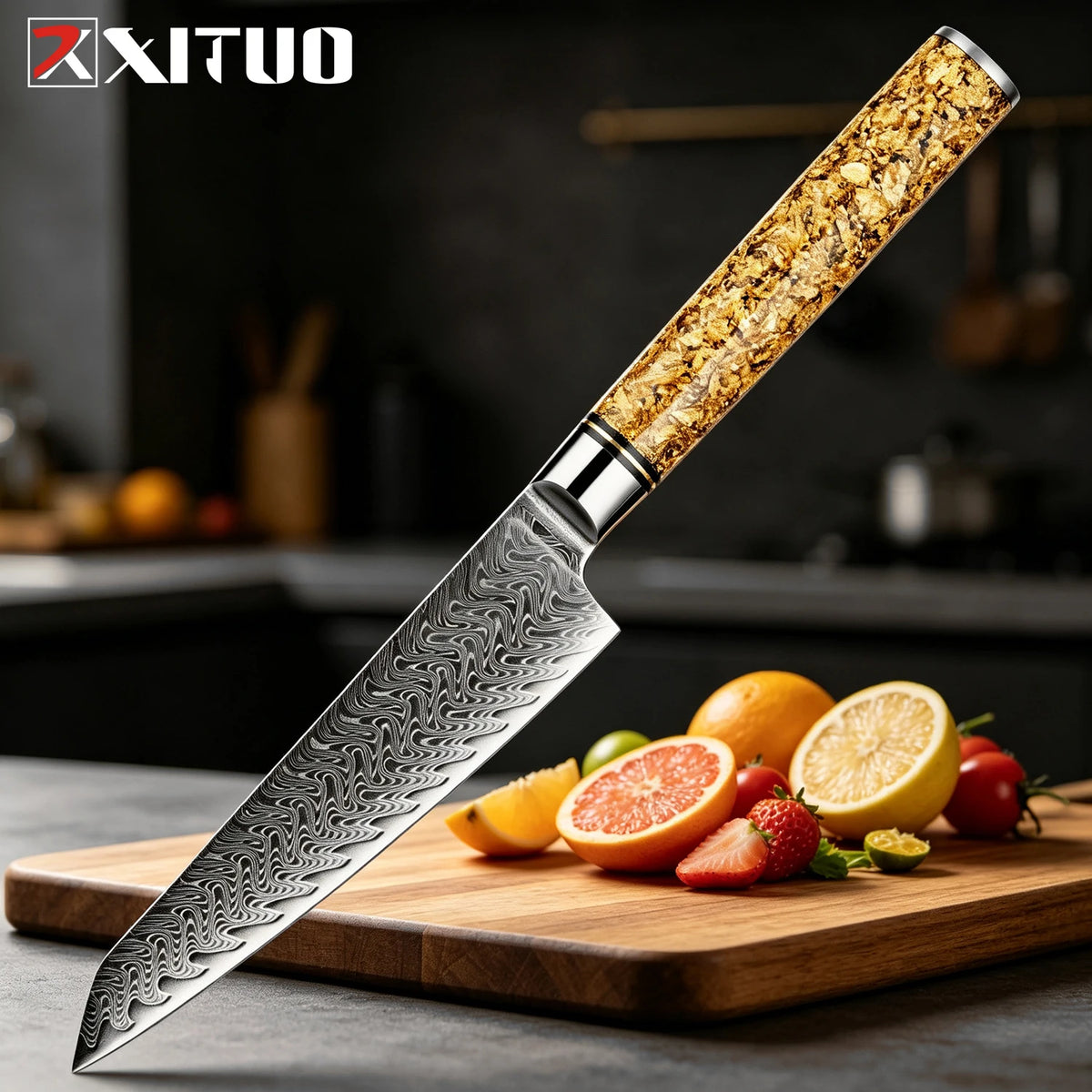 XITUO Damascus Steel Knife Set 1–5 PCS | Chef & Kitchen Knives Damascus Knife Set Axl Utility Knife