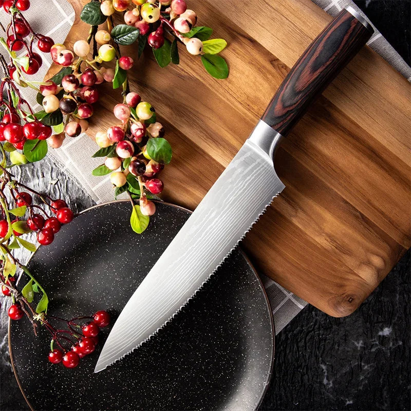 8-Inch Serrated Stainless Steel Bread & Kitchen Knife Serrated Kitchen Knife Axl