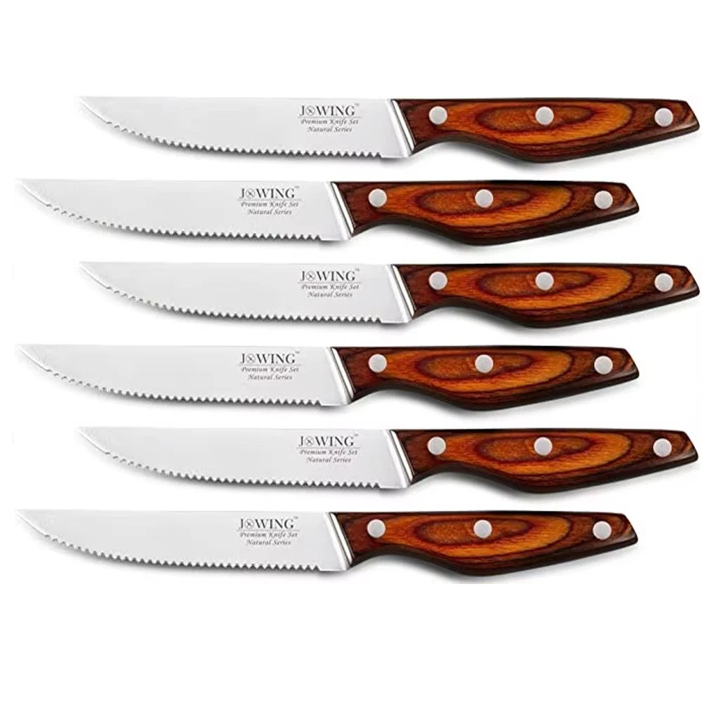 Steak Knife Set 2–8 Pc | Wood Handle & Stainless Steel Blade Steak Knife Set Axl 6pcs