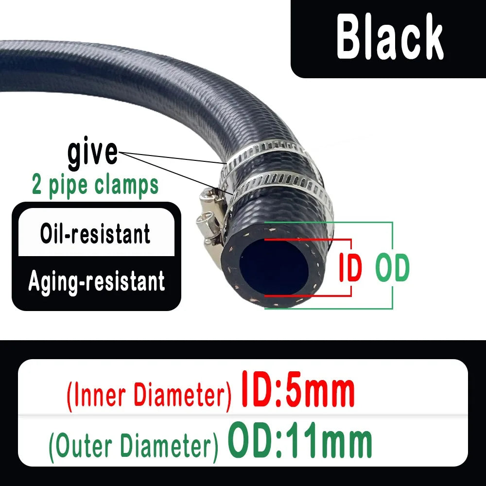 NBR Oil Resistant Fuel Line Hose 4–14mm ID | Car, Moto, Truck Fuel Line Hose Axl ID 5MM - OD 11MM