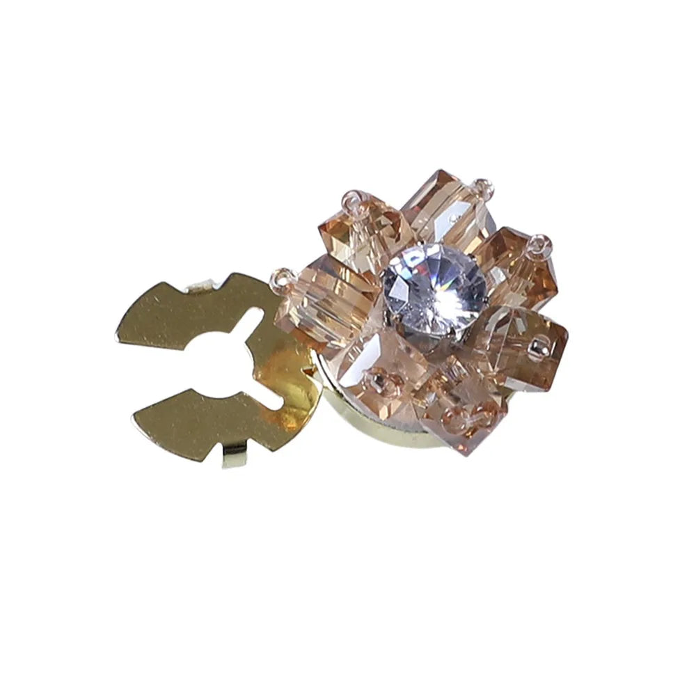 Pearl Button Covers – Alloy Rhinestone Flower DIY Shirt Decor Button Covers Axl 03