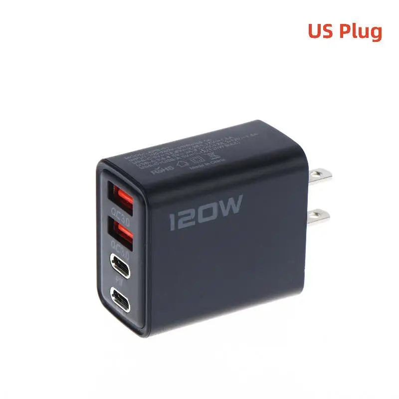 4-Port 120W USB-C Fast Charger – PD & QC3.0 | EU US UK USB Charging Station Axl A3